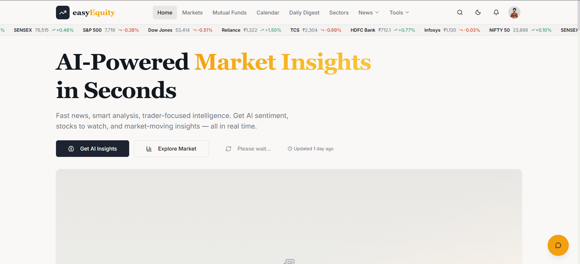 EasyEquity - AI Market Intelligence Platform Desktop Mockup